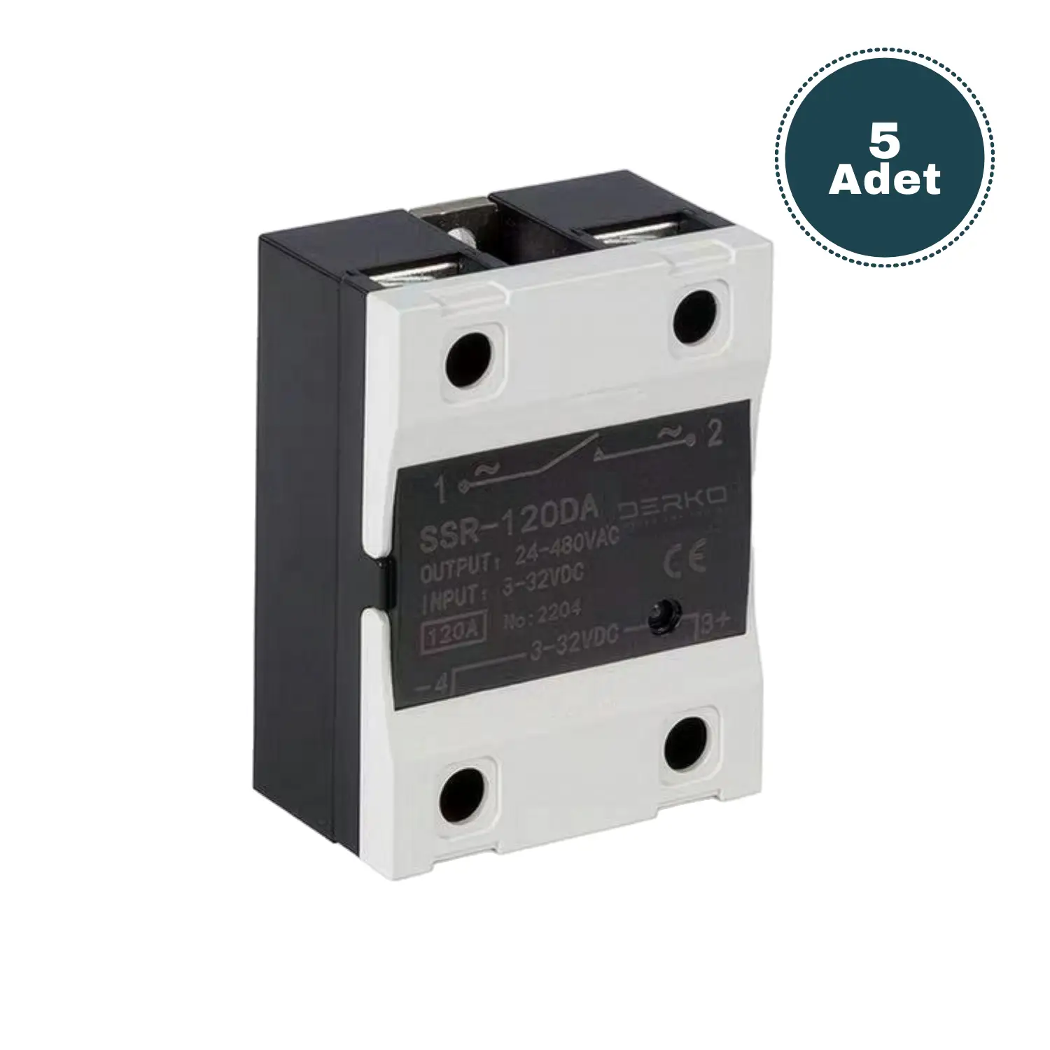 Derko  5 Adet SOLID STATE Röle (SSR) 1 KUTUP 100A 3-32 VDC GİRİŞ 24-480 VAC ÇIKIŞ
