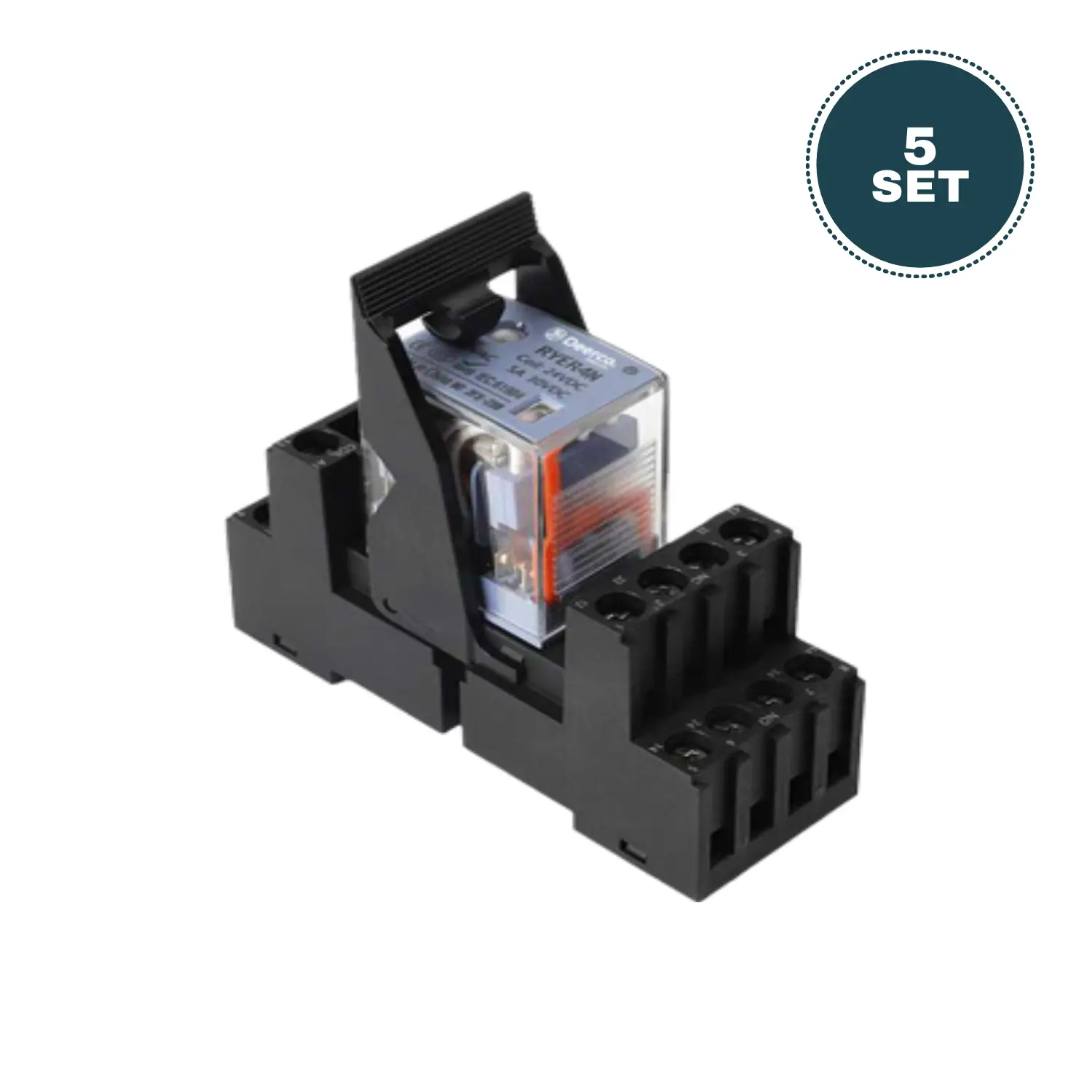 Derko 5 SET  RYER2N-A220LT 220VAC 8 PİN RÖLE  + SOKET TAKIM LEDLİ TEST BUTONLU