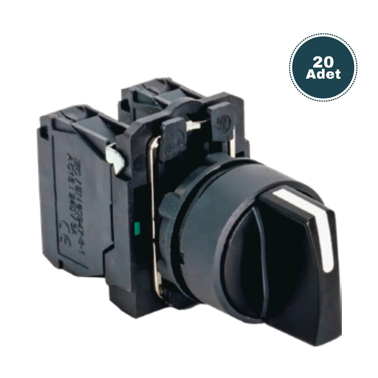 Derko 20 adet IŞIKLI MANDAL BUTON 0-1(NC-NO) (220V AC)