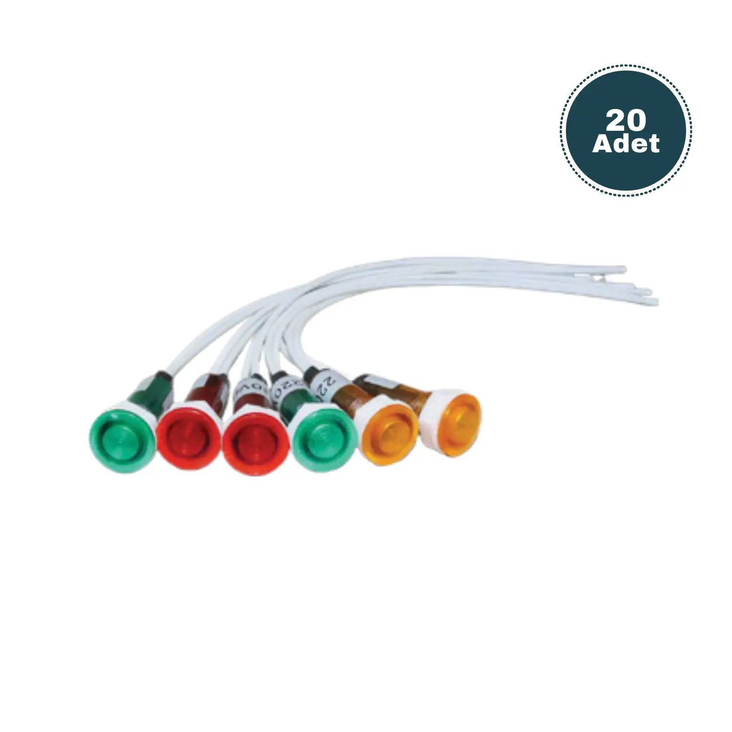 Derko 20 adet 10MM 220V SİNYAL LAMBASI