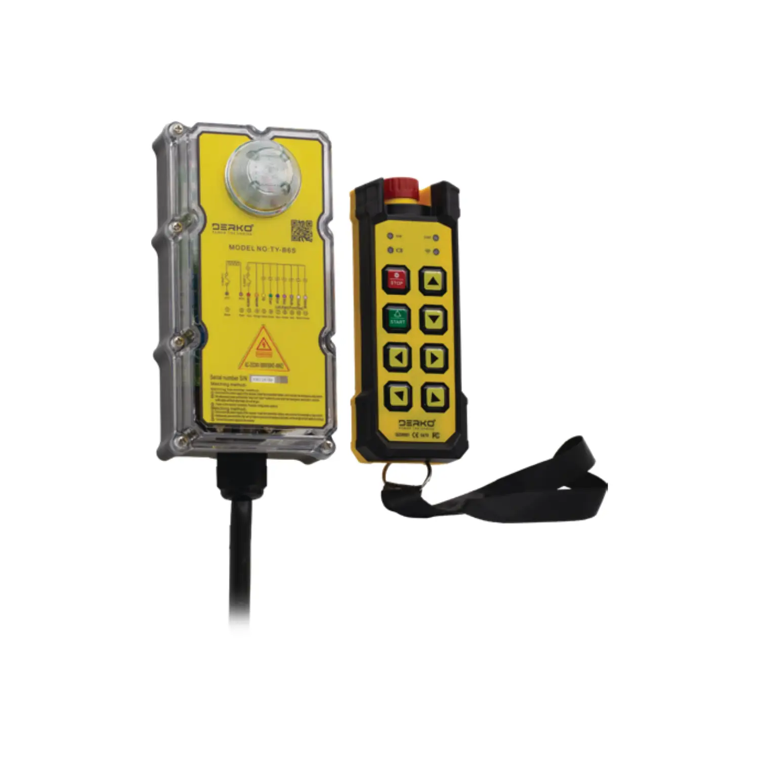 Derko TY-B6S Tek Hızlı 6 Yön Hareket Uzaktan Vinç Kumanda Kontrol Seti Acil Stoplu  24-500VAC