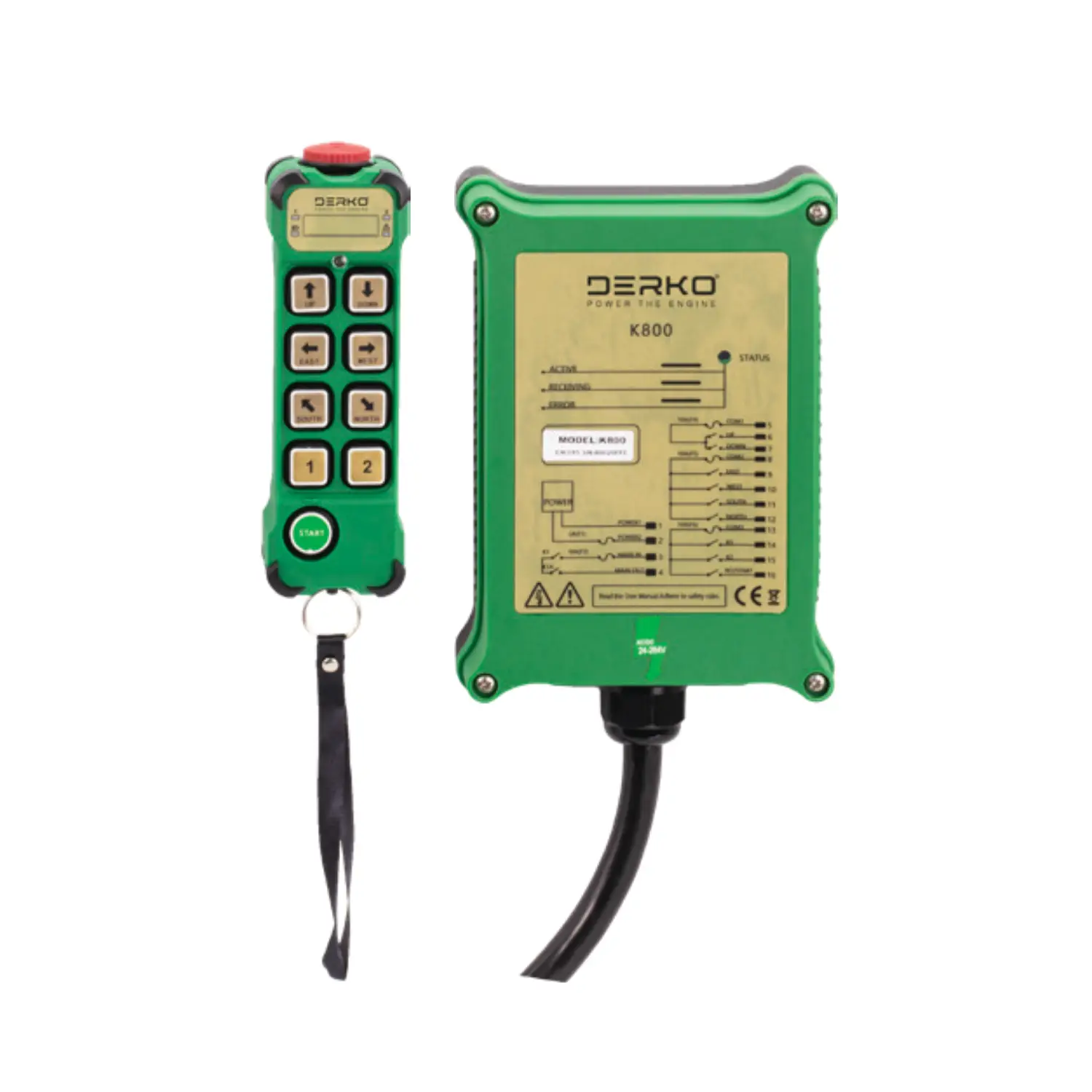 Derko K800 Tek Hızlı 6 Yön Hareket Uzaktan Vinç Kumanda Kontrol Seti Acil Stoplu AC/DC 24-264V