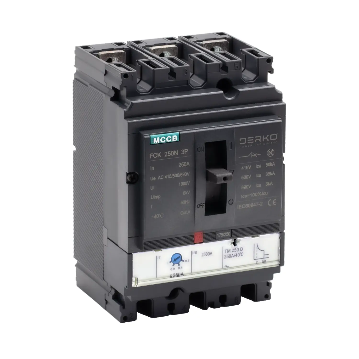 Derko 3 Kutuplu 250-630 Amper Ayarlı 36kA Termik Manyetik Şalter