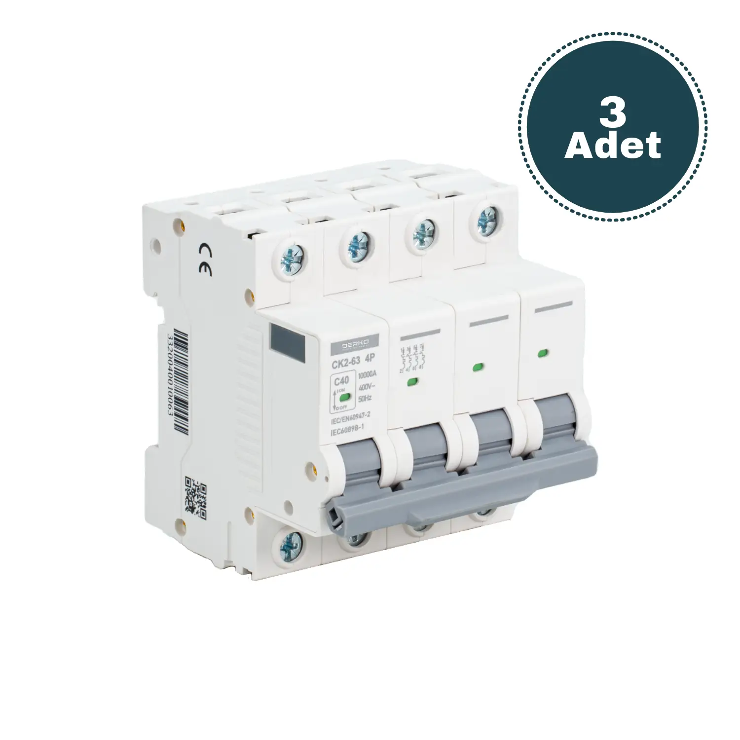 Derko 4 Kutup 10kA B20 Amper 3 Adet Sigorta