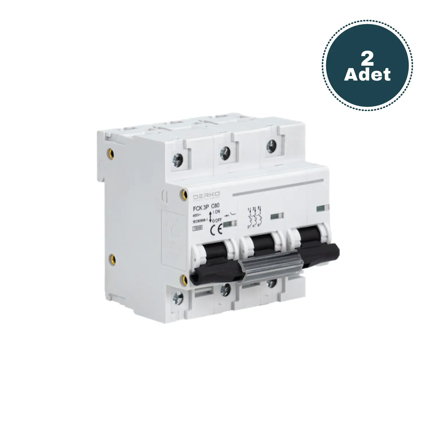 Derko 3 Kutup 10kA C80 Amper Geniş Kasa Sigorta
