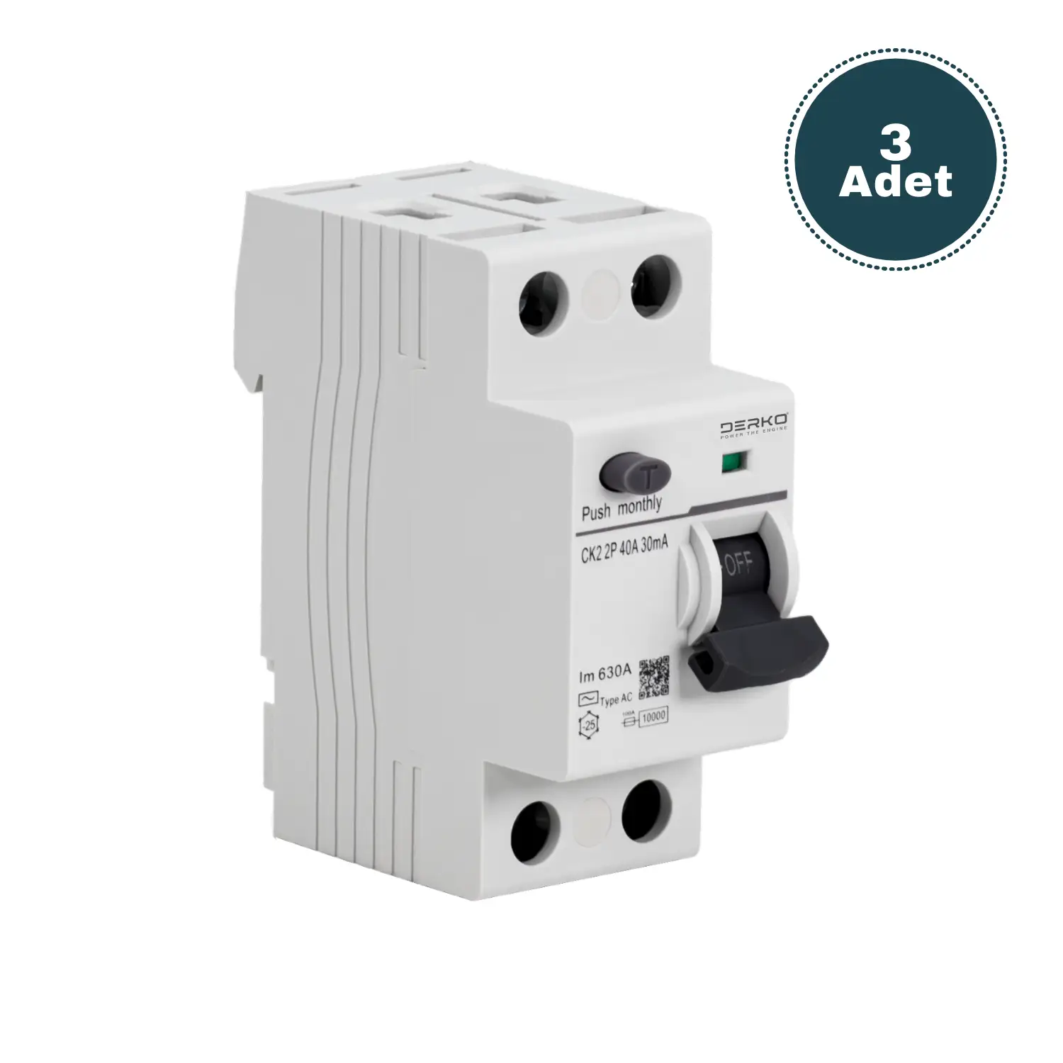 Derko 3 Adet 2P  40amper 300miliamper elektronik kaçak akım koruma rölesi