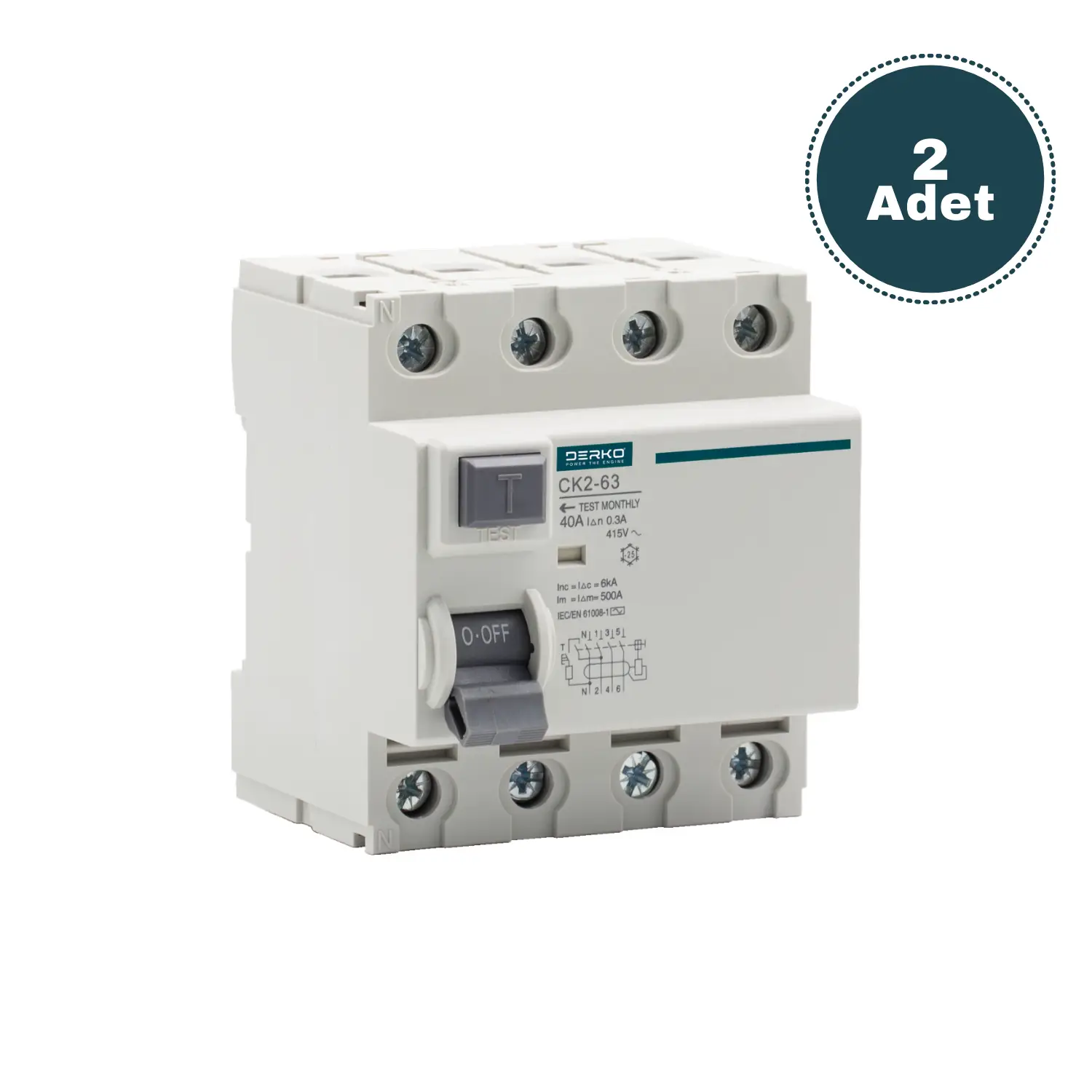 Derko 1 adet 4P 80amper 300miliamper mekanik kaçak akım rölesi