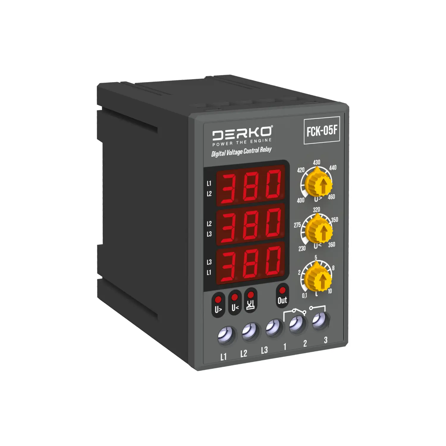 Derko Gerilim Kontrol Rölesi Yüksek Düşük Gerilim Koruma Faz Sırası Faz Yokluğu (GCK-04)
